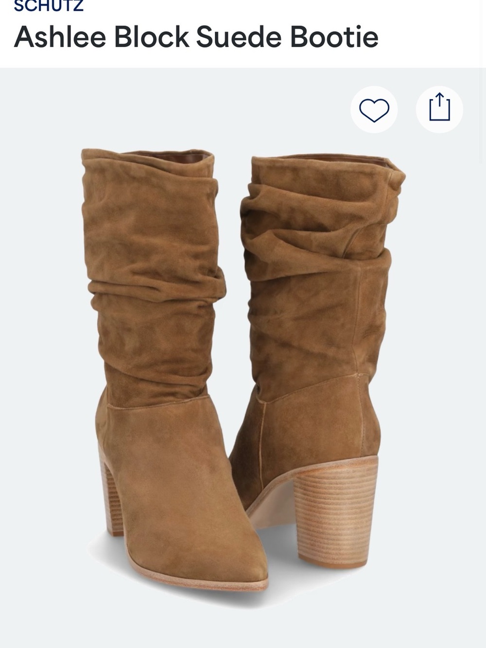 Schutz Ashlee Block Suede Bootie in Brown